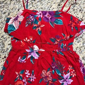 Old Navy Red and Pink Floral Dress